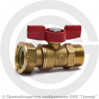 Кран латунный для счетчиков Ду 15-20 (1/2"-3/4") Ру-42 НР-Накидная гайка бабочка Giacomini R254P