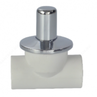 Клапан запорный (вентиль) PP-R белый хромированный Дн 20 90гр Ру-25 внутр.пайка LUX RTP (РосТурПласт)