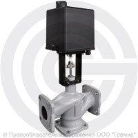 Клапан регулирующий трехходовой смесительный стальной фланцевый на пар Ду-50 Ру-25 Kvy=40м3/ч с электроприводом LEA-2500 220В с датчиком 4-20mA Энерготехномаш