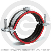 Хомут крепежный оцинкованный с резиновой прокладкой Ду-80 (Дн 87-94) (3") М8 б/к
