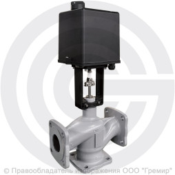 Клапан регулирующий трехходовой смесительный стальной фланцевый на пар Ду-65 Ру-25 Kvy=52м3/ч с электроприводом LEA-2500 220В с датчиком 4-20mA Энерготехномаш