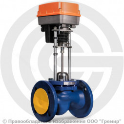 Клапан запорно-регулирующий односедельный чугунный фланцевый Ду-50 Ру-16 Kvs=12.5 м3/ч с электроприводом 3-х позиционным TSL-1600-25-1-230-IP67 230В TRV Теплосила