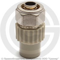 Переход PP-R серый Дн 20-16 на PEX или металлопластиковую трубу Pro Aqua