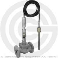 Регулятор температуры прямого действия РТПД чугунный фланцевый Ду-25 Ру-16 Kvy=10м3/ч с термосистемой ТС-3 Энерготехномаш