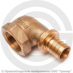 Угольник аксиальный бронзовый для PE-X труб Дн 16-1/2" ВР (ВН) RAUTITAN RX+ Rehau