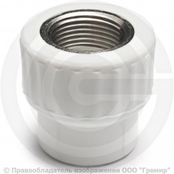 Муфта PP-R комбинированная белая ВР (ВН) Дн 20-3/4" Pro Aqua