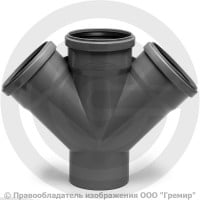 Крестовина PP-H одноплоскостная серая Дн 110-110-110 45гр б/нап в/к RTP (РосТурПласт) 2