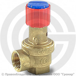Клапан предохранительный пружинный латунный Ду 15-15 (G1/2"-G1/2") ВР (ВН) Рср=3.5бар (Т<110°С) R140 Giacomini