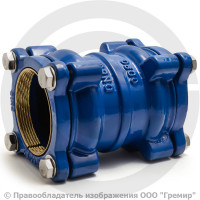 Муфта чугунная соединительная для ПЭ труб Ду-50 (Дн 63-63) Ру-16 L=171мм ДРК-Е