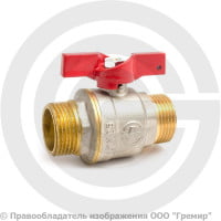 Кран латунный Ду-25 (1") Ру-25 НР (НАР) никель полнопроходной бабочка Aquasfera Euro 1005