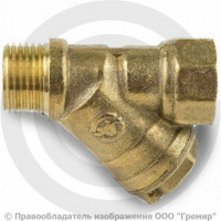 Фильтр сетчатый Y-образный латунный Ду-15 (1/2") Ру-20 ВР-НР (ВН-НАР) (Т<120°С) со сливной пробкой ФС Китай