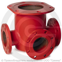 Тройник с пожарной подставкой фланцевый ППТФ стальной Ду 400-200 Ру-10 КЗСД