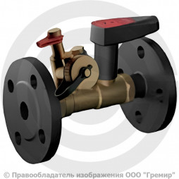 Клапан балансировочный ручной латунный фланцевый Ду-32 Ру-16 Kvs=13.2м3/ч с измерительными ниппелями с дренажём Venturi FODRV Broen