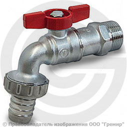 Кран латунный водоразборный Ду-15 (1/2") Ру-10,5 НР-Штуцер бабочка Giacomini R620