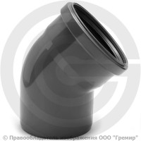 Отвод НПВХ (ПВХ) с раструбом серый Дн 110 45гр б/нап в/к ТУ 6-49-33-92 Хемкор