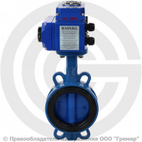 Затвор дисковый поворотный межфланцевый Ду-150 Ру-16 EPDM с чугунным диском Benarmo с электроприводом Q-170 230В