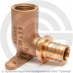 Водорозетка аксиальная бронзовая для PE-X труб Дн 20-1/2" ВР (ВН) L=54мм длинная RAUTITAN RX+ Rehau