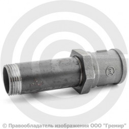 Сгон в сборе стальной L=130мм Ду-25 (1") в комплекте с чугунной муфтой и контргайкой КАЗ