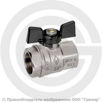 Кран латунный Ду-15 (1/2") Ру-50 ВР (ВН) никель бабочка Bugatti серия 912