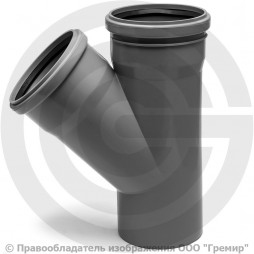 Тройник PP-H серый Дн 90-90 45гр б/нап в/к Ostendorf HT HTEA