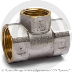 Тройник латунный переходной ВР (ВН) Ду 32-25-32 (1 1/4"- 1"- 1 1/4") никель Aquasfera