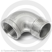 Отвод резьбовой (угольник) нержавеющий AISI 316 НР-ВР (НАР-ВН) Ду-20 (3/4")