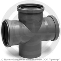 Крестовина PP-H одноплоскостная серый Дн 110-110-110 87гр б/нап в/к VALFEX