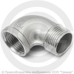 Отвод резьбовой (угольник) нержавеющий AISI 316 НР-ВР (НАР-ВН) Ду-25 (1")