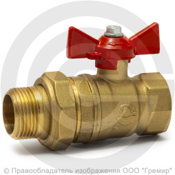 Кран латунный Ду-32 (1 1/4") Ру-40 ВР-"Американка" бабочка VALFEX 11Б27фт1М