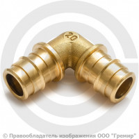 Угольник аксиальный латунный для PE-X труб Дн 16 90гр РОС