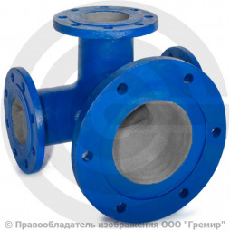 Тройник с пожарной подставкой фланцевый ППТФ Ду 200-200 (L=500-300) ВЧШГ с ЦПП цинк+AL ГОСТ ISO 2531-2012