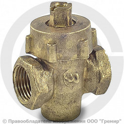 Кран латунный пробко-сальниковый Ду-20 (3/4") Ру-10 ВР (ВН) пробка комбинированная ККАЗ 11б6бк