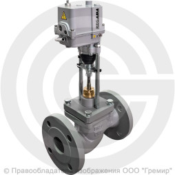 Клапан регулирующий двухходовой чугунный фланцевый Ду-40 Ру-16 Kvy=25м3/ч с электроприводом Regada ST mini 220В без датчика 25ч945нж Энерготехномаш