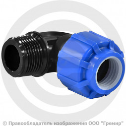 Отвод ПЭ компрессионный Дн 25-1/2" 90гр Ру-16 НР (НАР) VALFEX