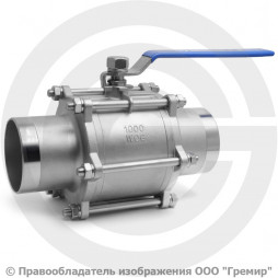 Кран нержавеющий AISI 316 (CF8M) трехсоставной под приварку Ду-125 (5") Ру-16 NK-BE125/6