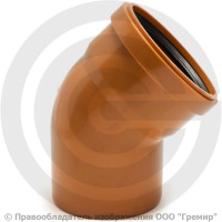 Отвод НПВХ (ПВХ) с раструбом коричневый Дн 110 45гр б/нап в/к Aquaviva