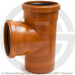 Тройник НПВХ (ПВХ) с раструбом коричневый Дн 125-110 87гр б/нап в/к Ostendorf KGEA