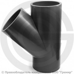 Тройник ПВХ клеевой серый Дн 160 45гр Ру-16 напорный Aquaviva