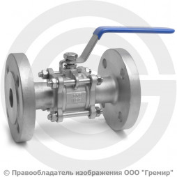 Кран нержавеющий AISI 304 (CF8) трехсоставной фланцевый Ду-25 (1") Ру-16 NK-BF25/4