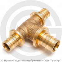 Тройник аксиальный бронзовый переходной для PE-X труб Дн 25-25-16 RAUTITAN PLATINUM RX Rehau