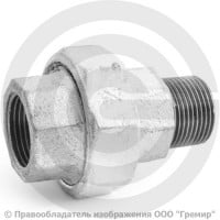 Американка прямая чугунная оцинкованная ВР-НР (ВН-НАР) Ду 20 (3/4")