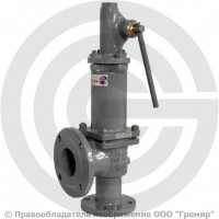 Клапан предохранительный пружинный угловой стальной фланцевый Ду-100 Рср=0.5бар Рн=0.5…1бар (Т<450°С) с ручным подрывом 17с6нж Арма-Пром