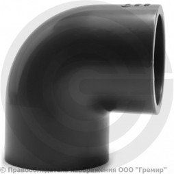 Отвод ПВХ клеевой серый Дн 160 90гр Ру-16 напорный Aquaviva