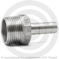 Штуцер под шланг "елочка" нержавеющий AISI 304 Ду 25-15мм (1"-15мм)