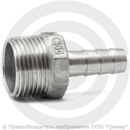 Штуцер под шланг "елочка" нержавеющий AISI 304 Ду 25-25мм (1"-25мм)