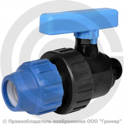 Кран ПНД компрессионный Дн 32-1" Ру-10 НР (НАР) RTP (РосТурПласт)