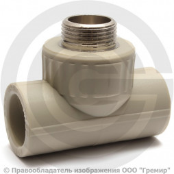 Тройник PP-R комбинированный серый НР (НАР) Дн 20-3/4" VALFEX