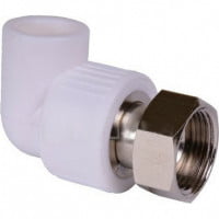 Угольник PP-R комбинированный белый с накидной гайкой Дн 32-1" RTP (РосТурПласт)