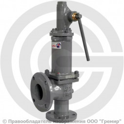 Клапан предохранительный пружинный угловой стальной фланцевый Ду-100 Рср=8бар Рн=8…16бар (Т<450°С) с ручным подрывом 17с6нж Арма-Пром