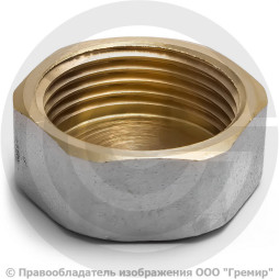 Заглушка латунная ВР (ВН) Ду-32 (1 1/4") никель Aquasfera